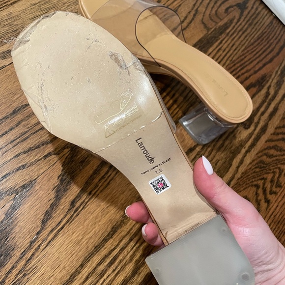 LARROUDE 
Jenn Lucite Vinyl Mules - Clear Tan - Picture 9 of 12